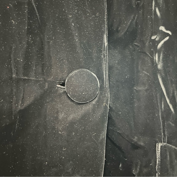 Vintage 1960s Black Velvet Swing Coat Medium MIDI Length Wide Collar Mad Men - Picture 4 of 14